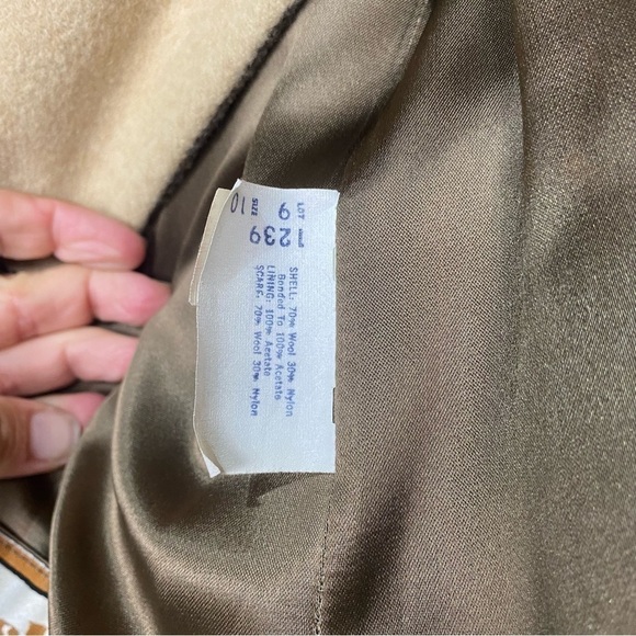 Vintage New England mackintosh beige brown wool blend neutral pea coat 10 medium - Picture 8 of 12